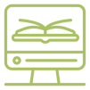 An opened book appearing on a desktop computer screen.