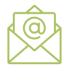 An envelope with a paper emerging. The paper has an @ symbol on it.