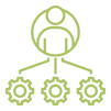 Icon for Managing Licenses Section: A human icon in a circle with gears branching out from the circle.