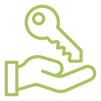 Icon for Digital Ownership Section: A hand extended with a key hovering above it.